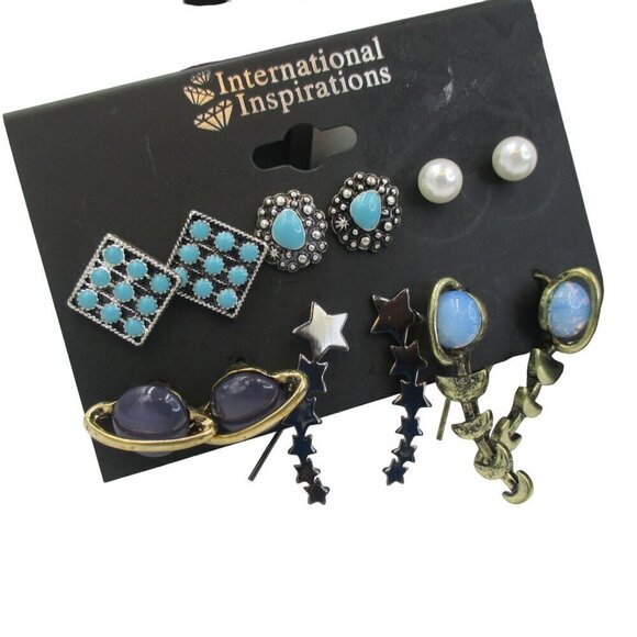 International Inspirations Earrings Set of 6 Celestial Western Southwestern - Picture 4 of 6